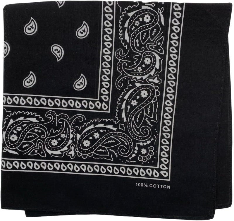 MD Style 3 PCS 100% Cotton Bandana for Men & Women 22" x 22" Paisely Pattern Handkerchief Headband Scarf - Image 2